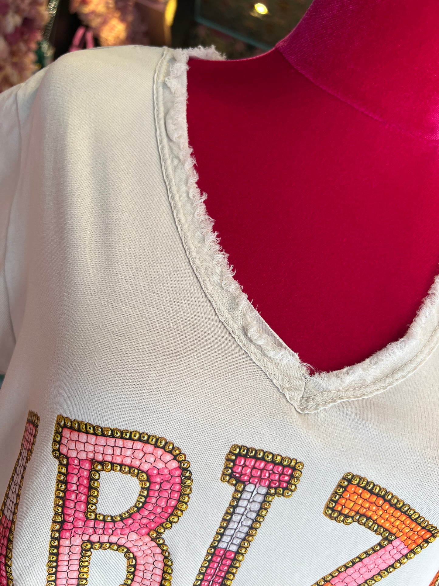 Mon amour Paris -20% di sconto t shirt beige con scritta Ibiza sun