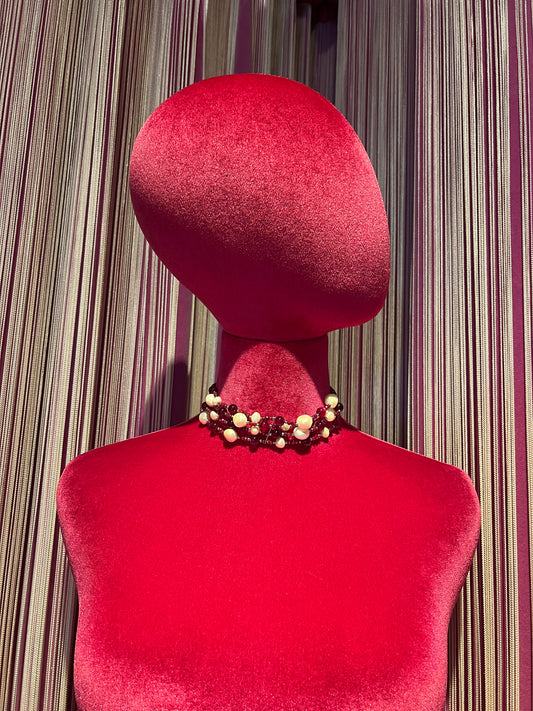 Choker pietre dure burgundi e perle