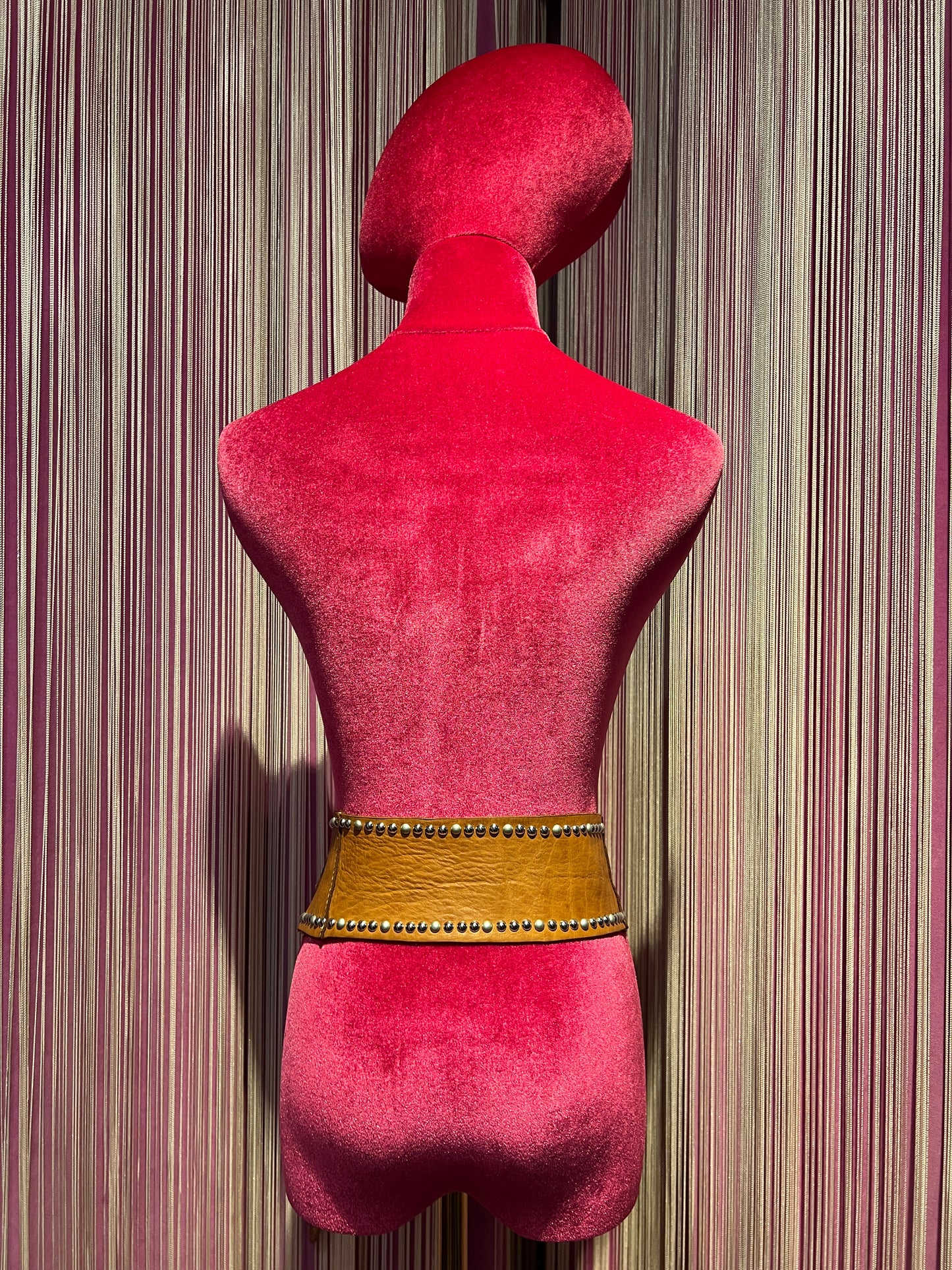 Pink memories cintura bustier in pelle con borchie taglia unica