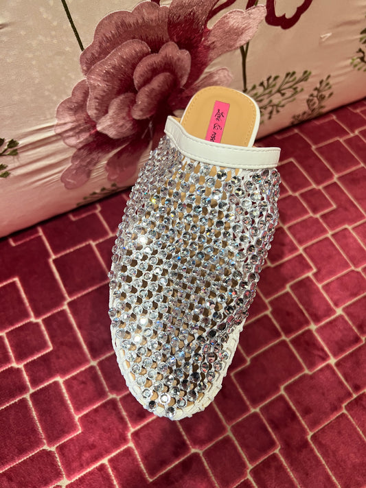 Love & roses ciabattina Swarovski rifinitura bianca