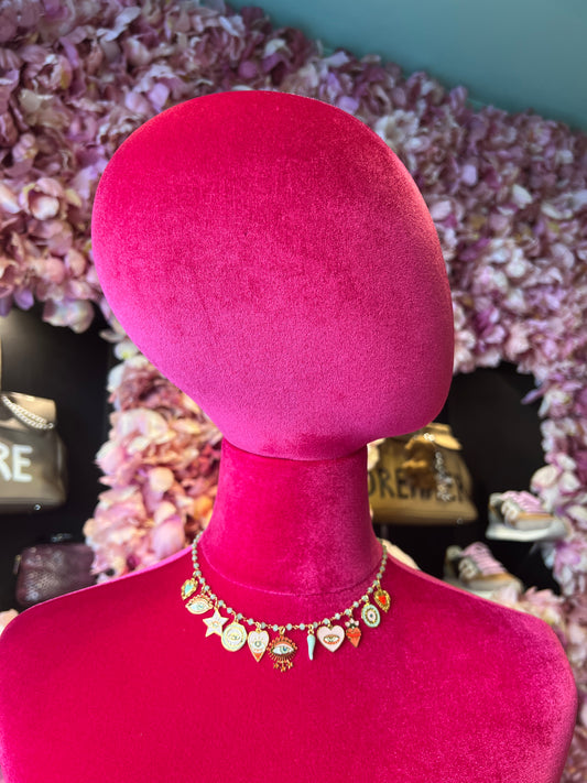 Principessa Glam collana girocollo perline e cornetto verde acqua
