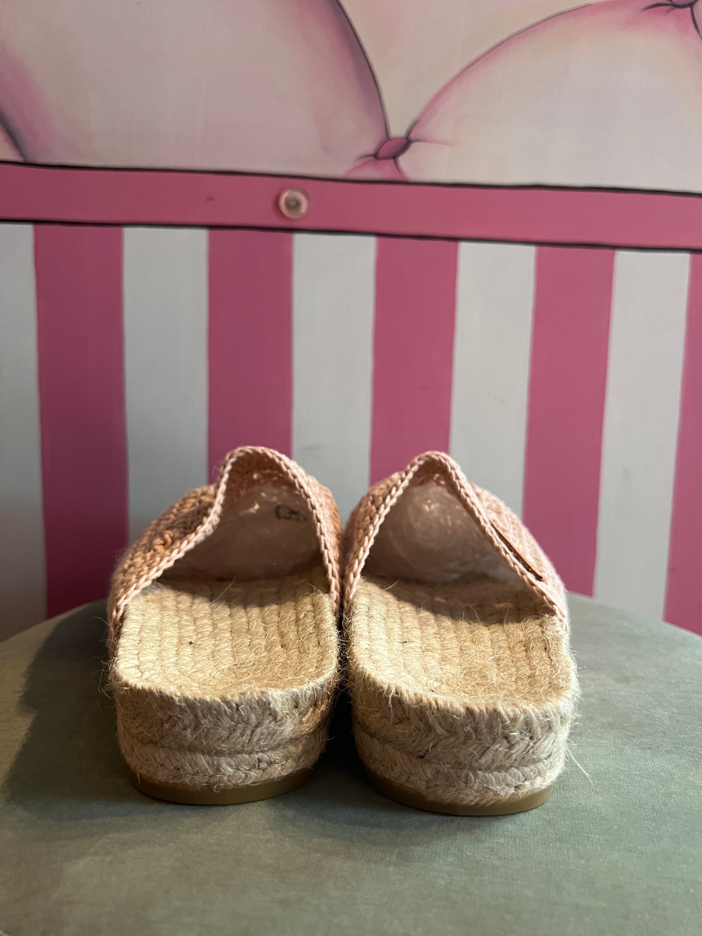 Huella espadrillas rosa cipria crochet aperte dietro