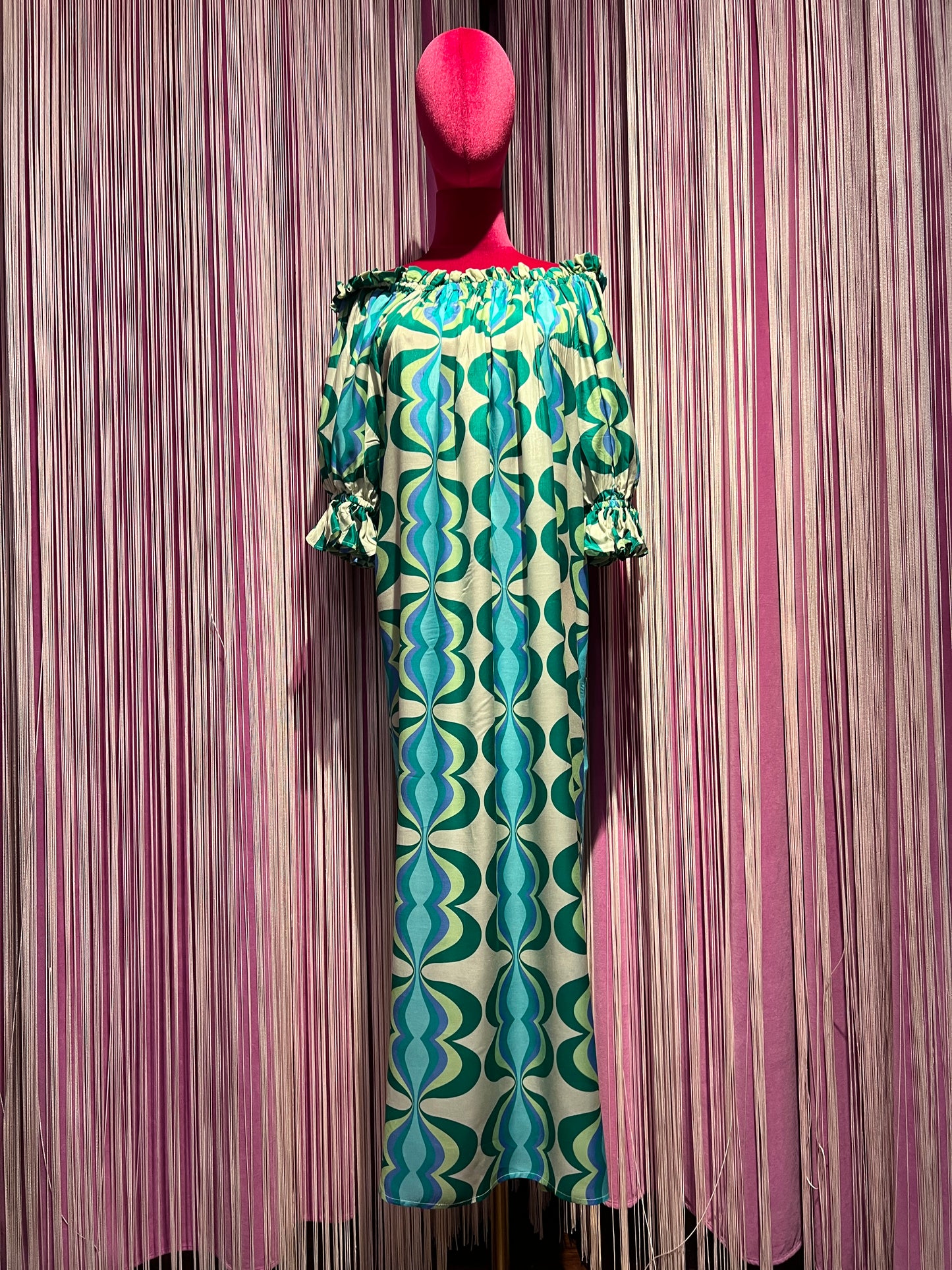 Sundress abito lungo scollo Bardot con cintura rimovibile