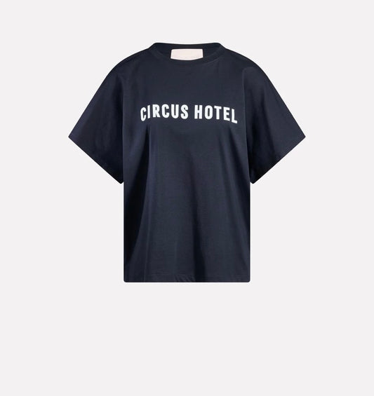 Circus Hotel t shirt blu con logo