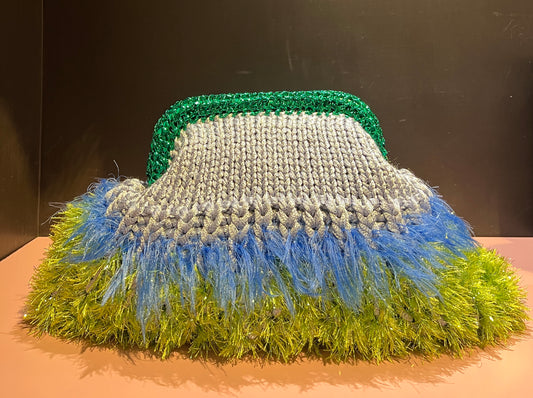 Nadia Dafri Paris tuy  clutch celeste /verde