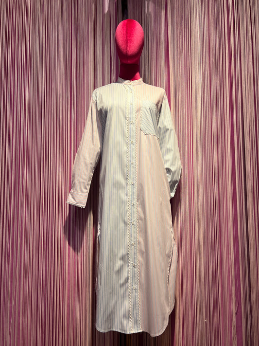 Sincere Paris abito chemisier fantasia righe con spacchi laterali