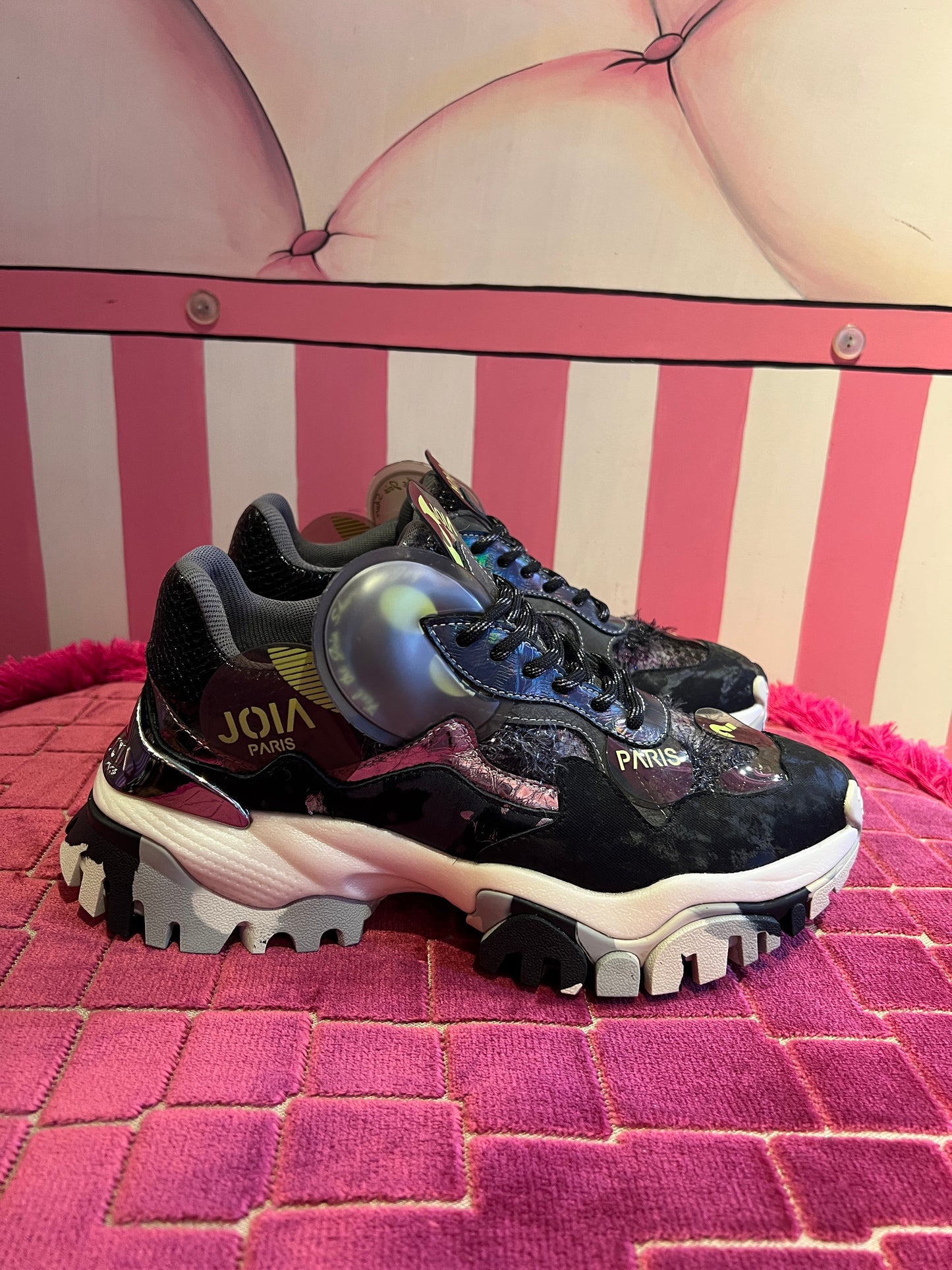 Joia Paris sneaker dettagli paillettes nero e grigio