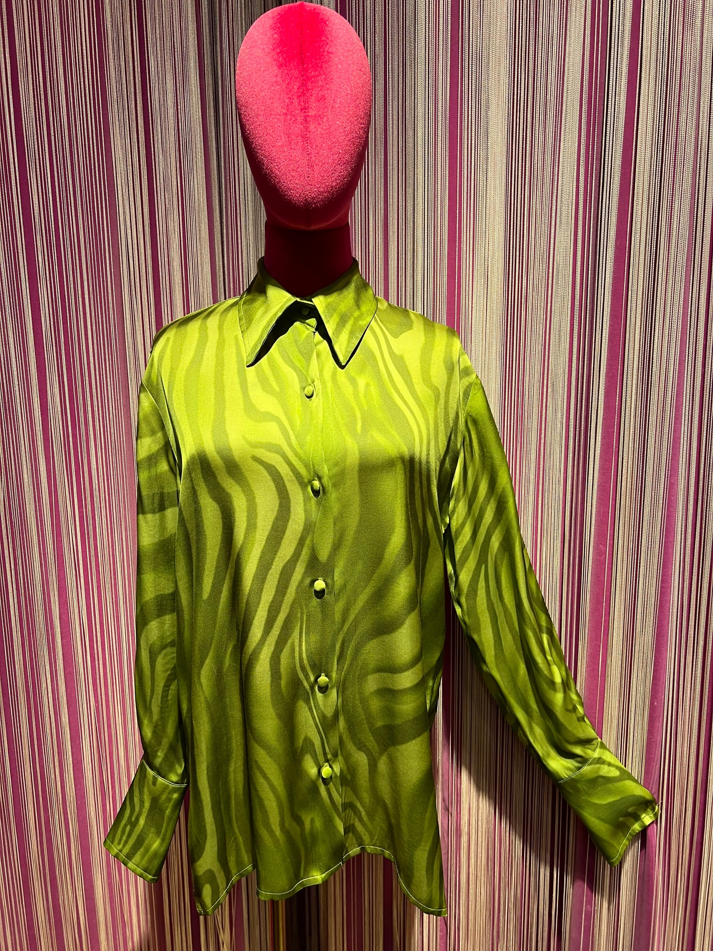 Pink memories camicia stampa zebra verde