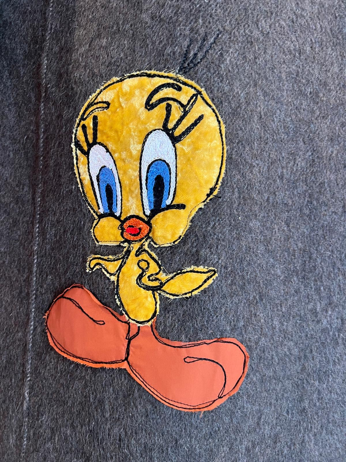 Front street cappotto 100% lana doppiopetto con patch looney tunes
