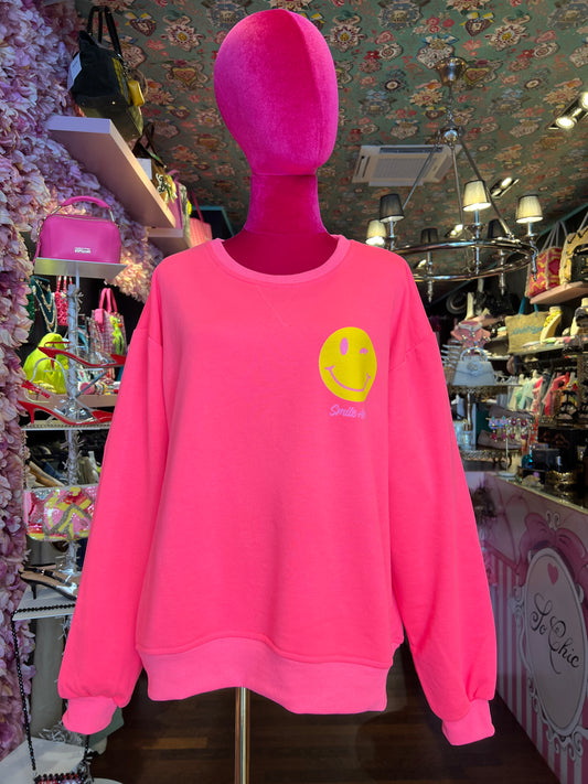 Mon amour Paris -20% di sconto felpa fucsia smile giallo “ whay not?”