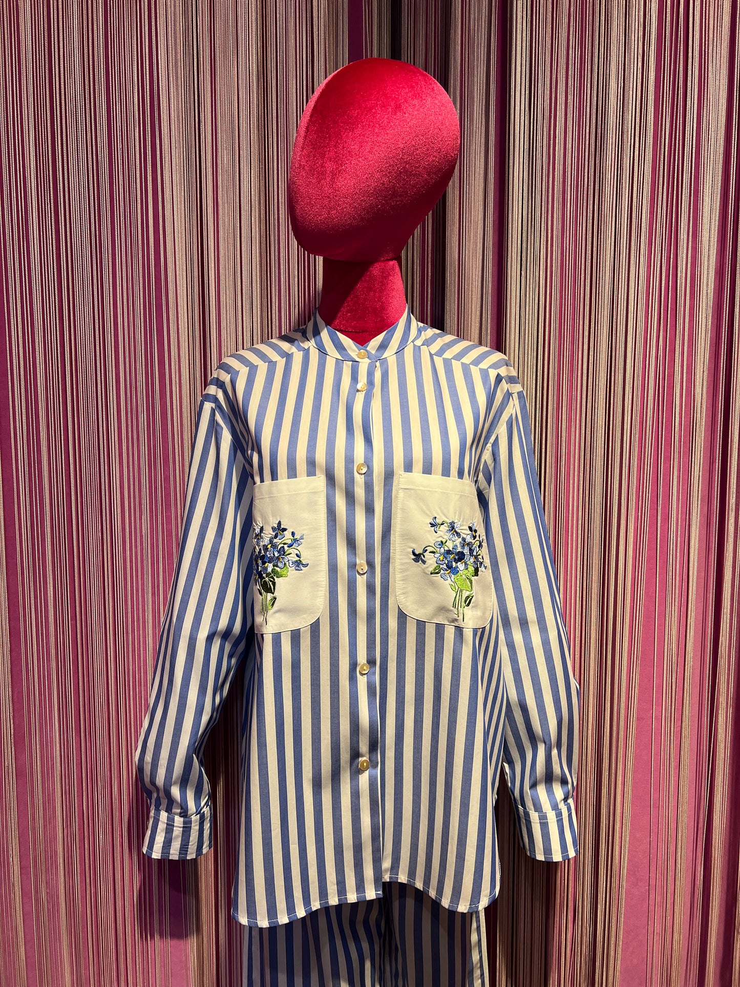 Miki Thumb completo camicia e pantalone righe azzurro e bianco