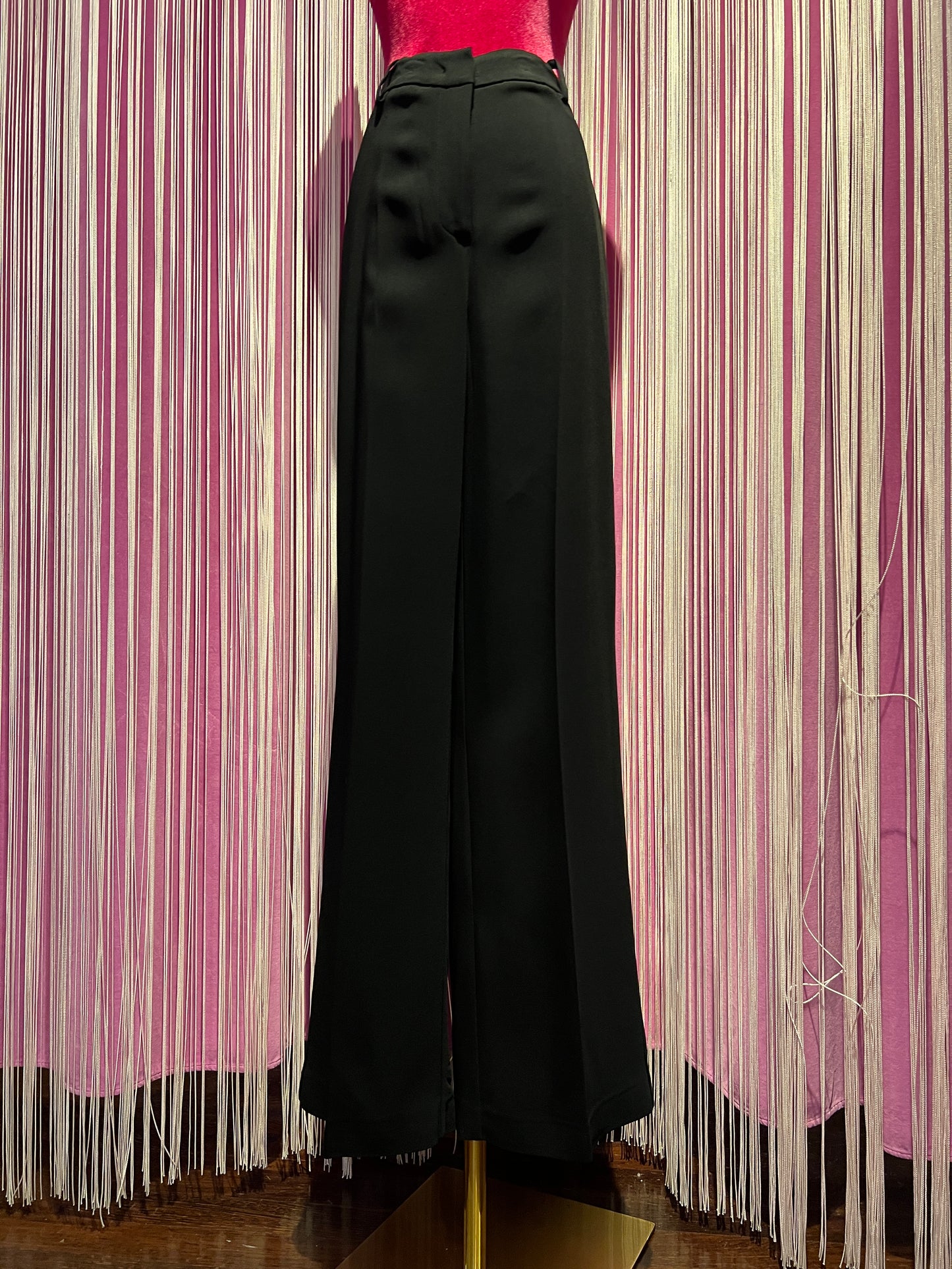 Semicouture pantalone nero in cadi’ a gamba larga