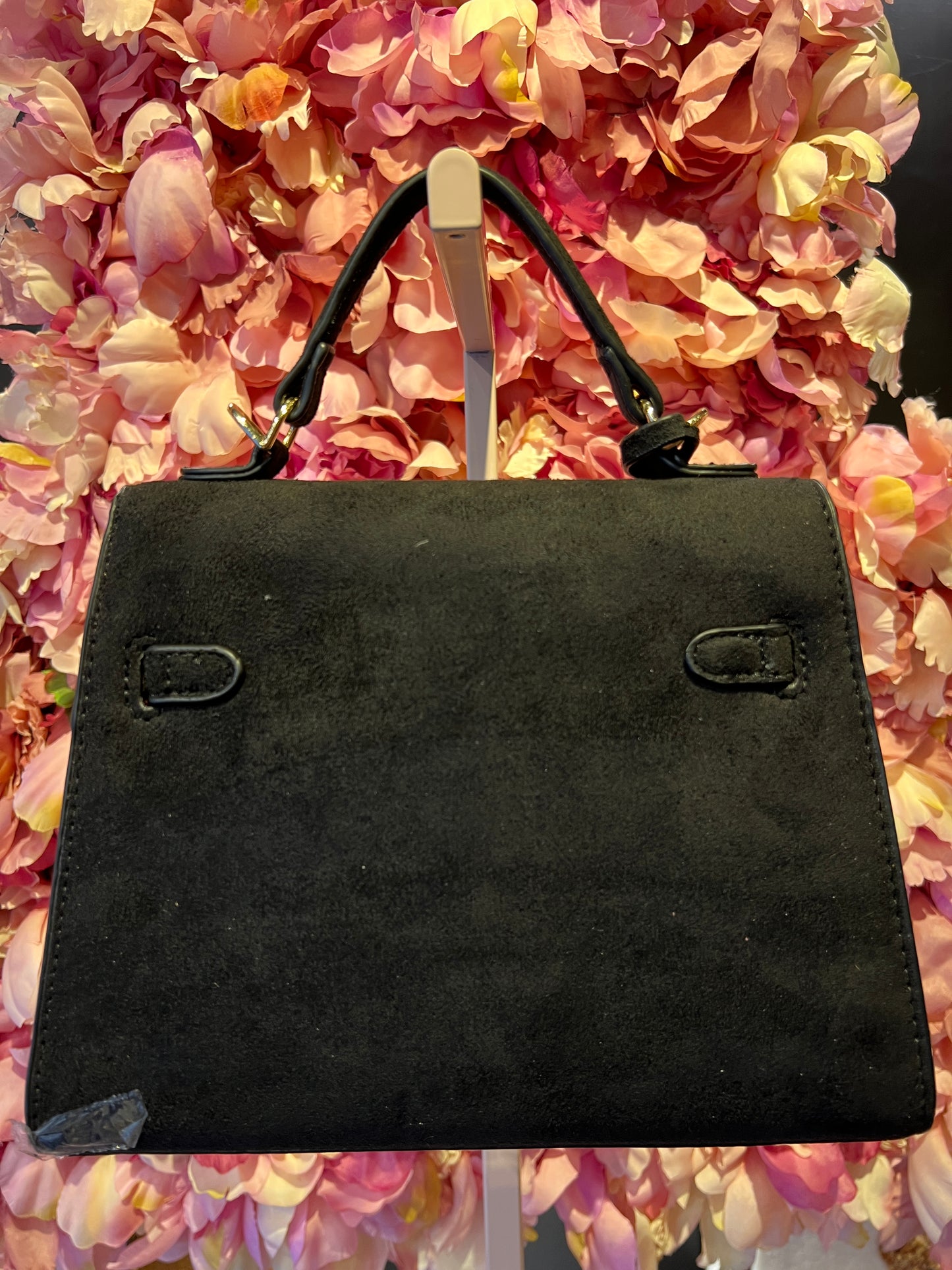 Borsa ecocamoscio nera con tracolla