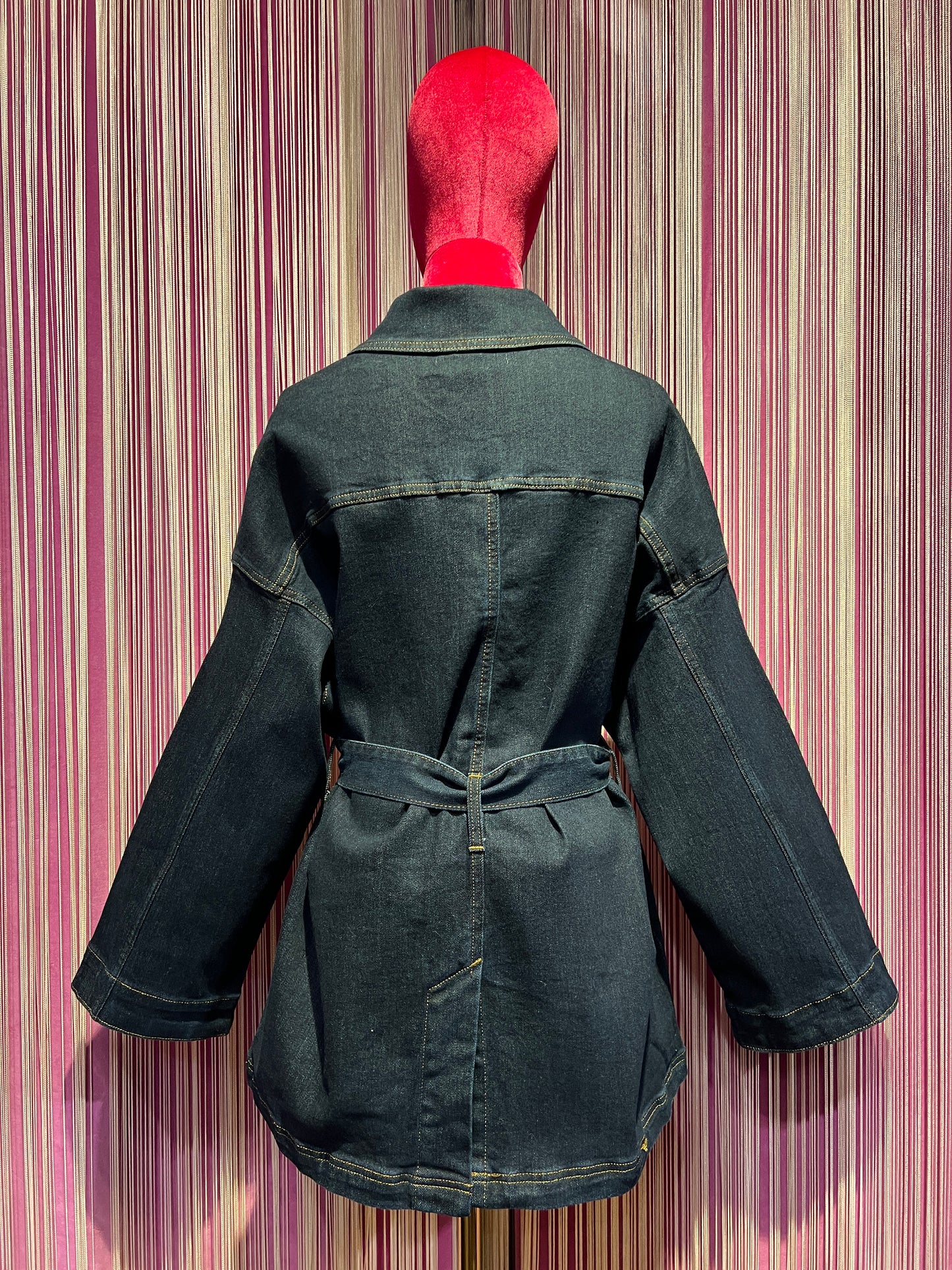 ABpink 🩷 giacca denim con cintura applicazioni fiore e stella perline