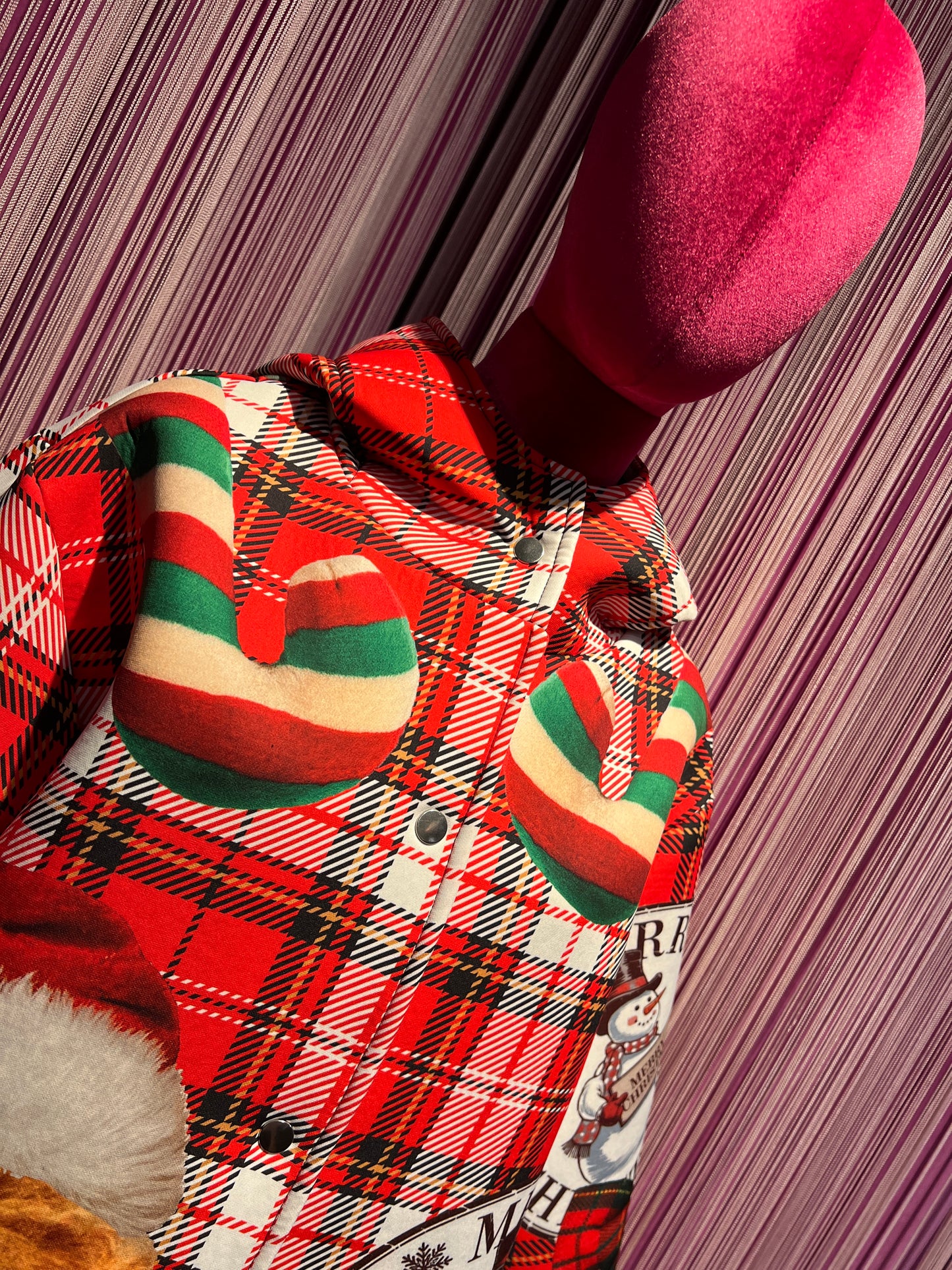 Mon amour Paris -20% di sconto cappotto con cappuccio in neoprene fantasia tartan stampa barboncino