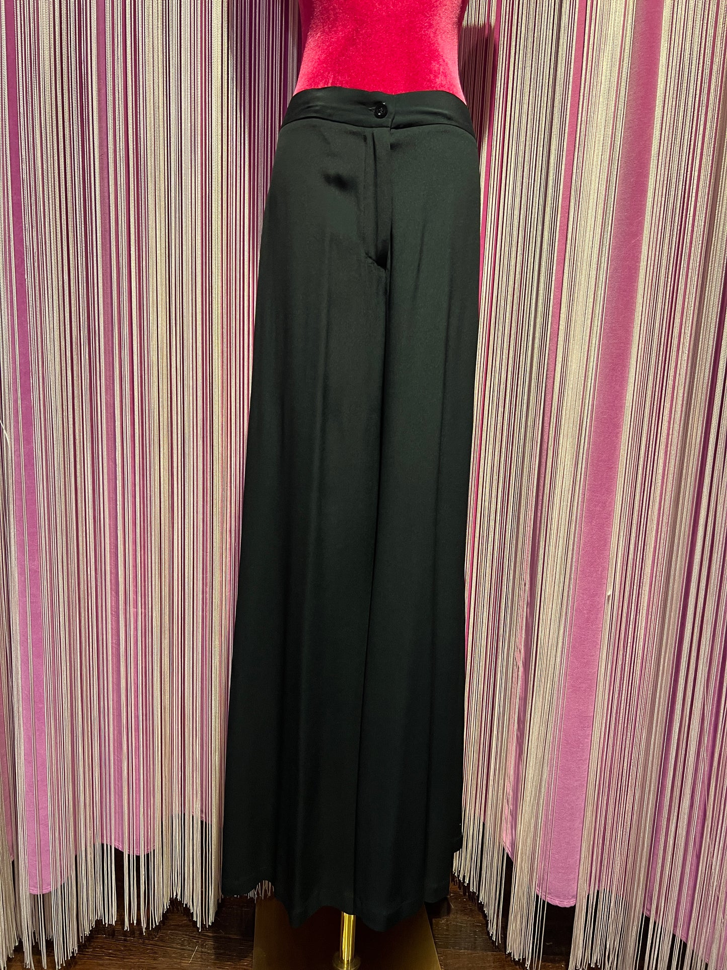 Semicouture pantalone a gamba ampia in crepe de chine nero