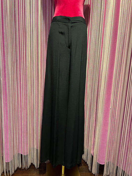 Semicouture pantalone a gamba ampia in crepe de chine nero