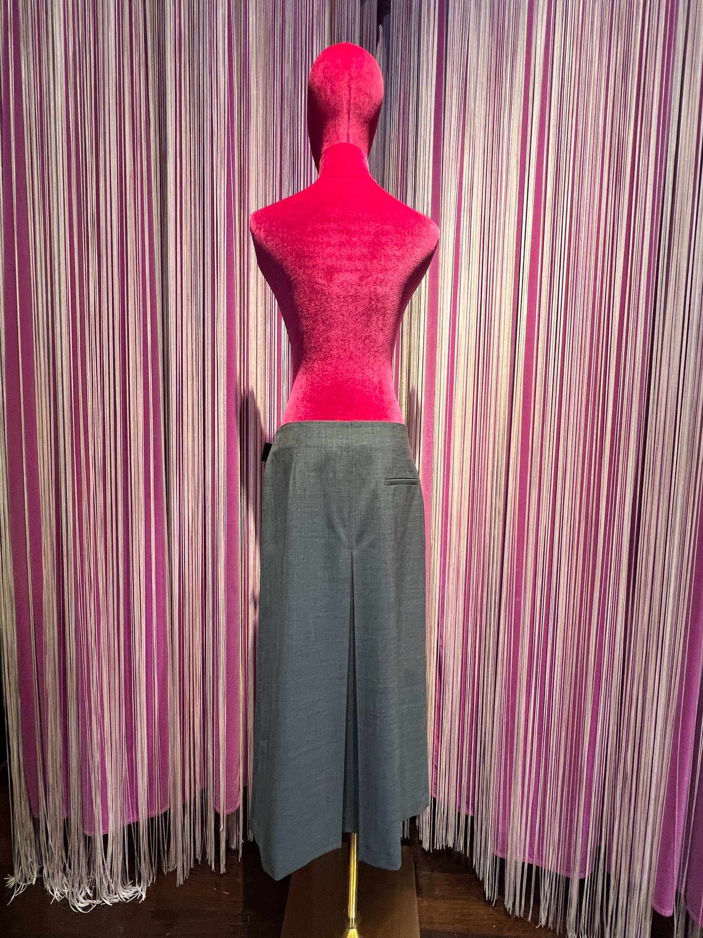 Semicouture gonna a pieghe grigio medio con cinta nera Tracy