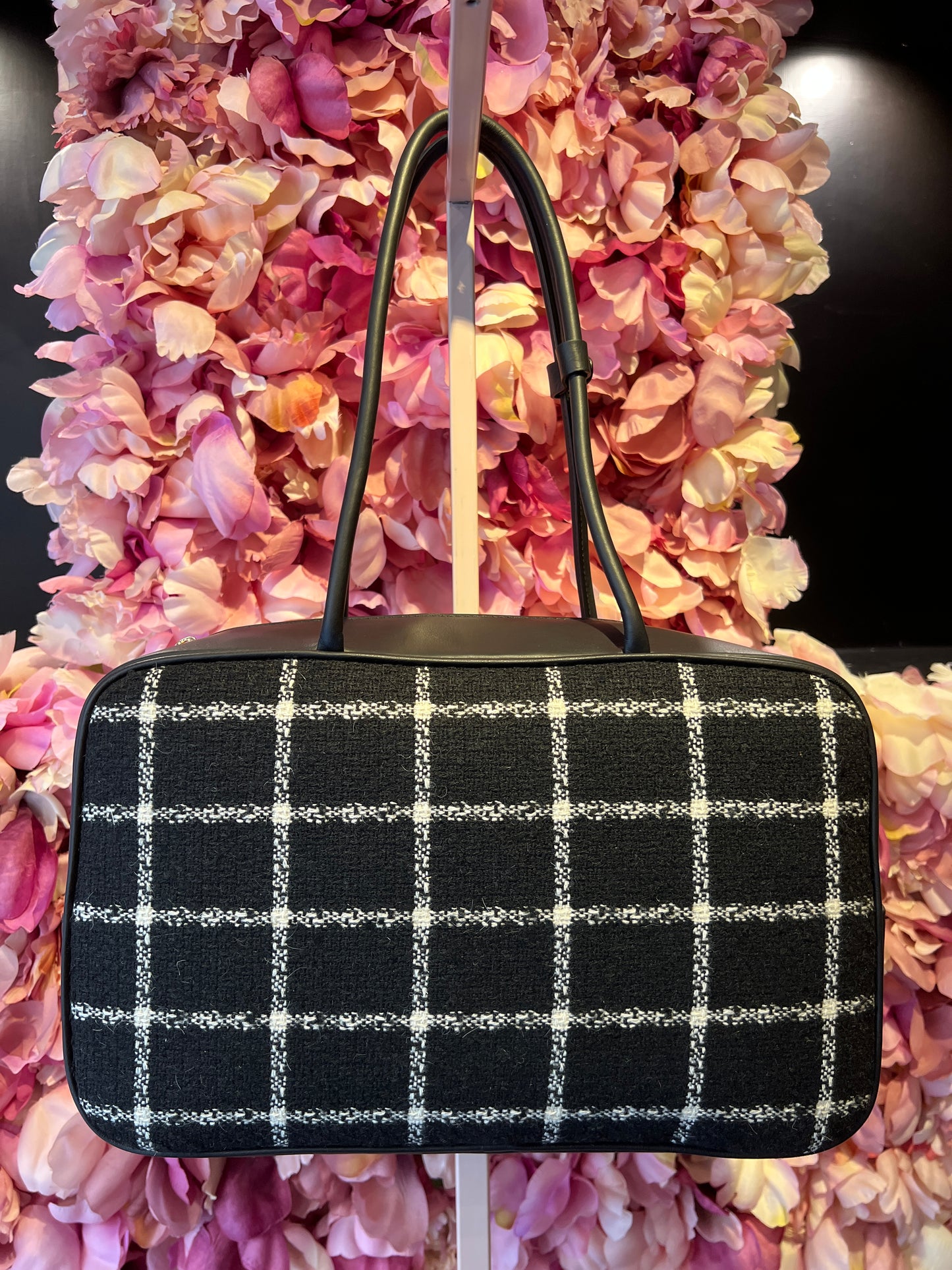 5 Progress bauletto grande quadri nero e bianco con patch