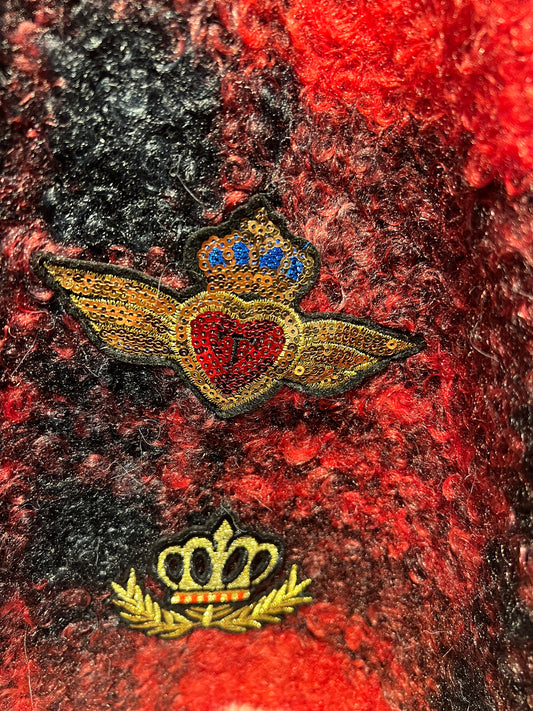 ABpink🩷 mantella boucle fantasia tartan con cappuccio, interno in ecopelle patch teddy