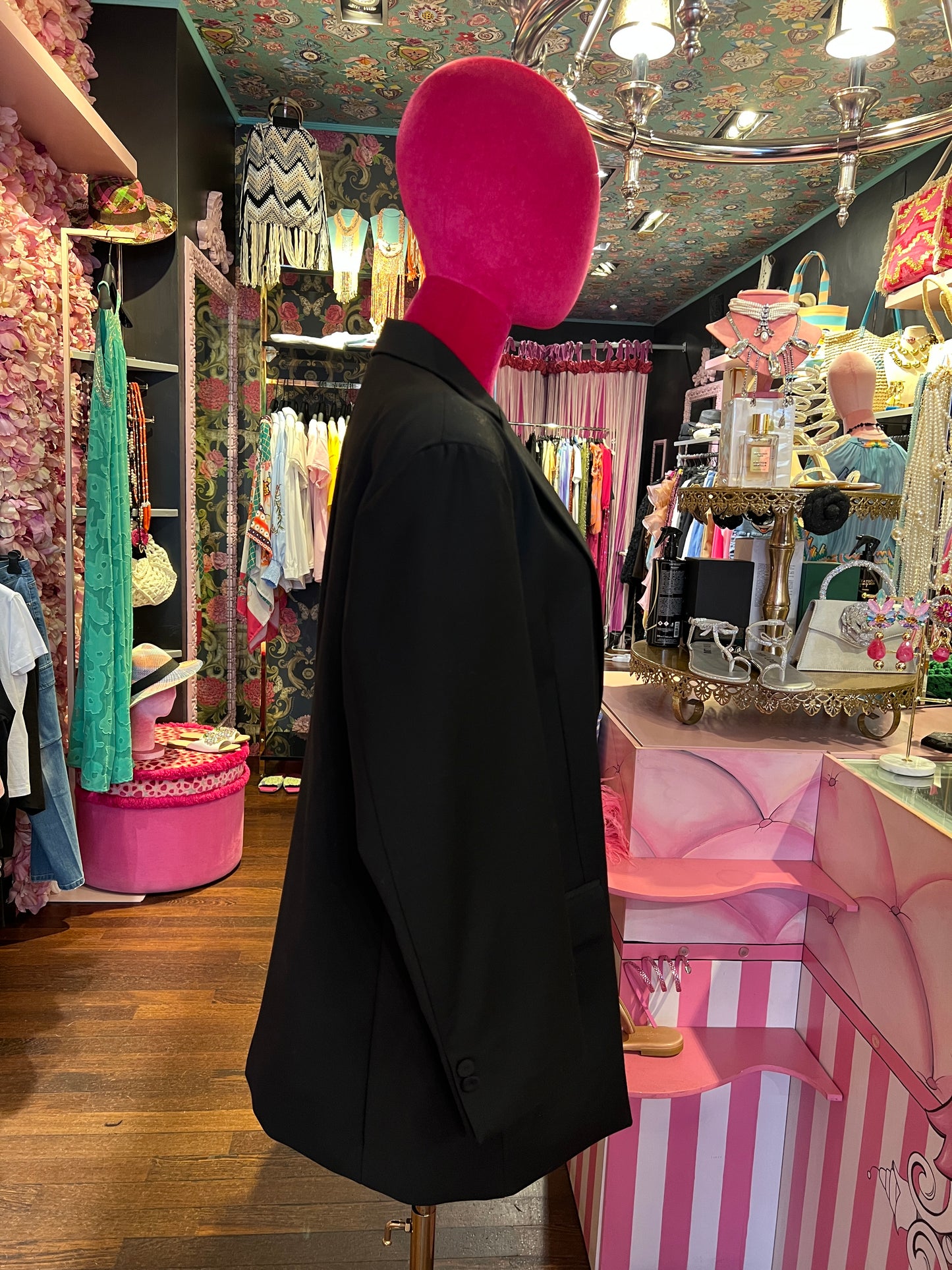 Pink memories giacca over nera con cintura pizzo