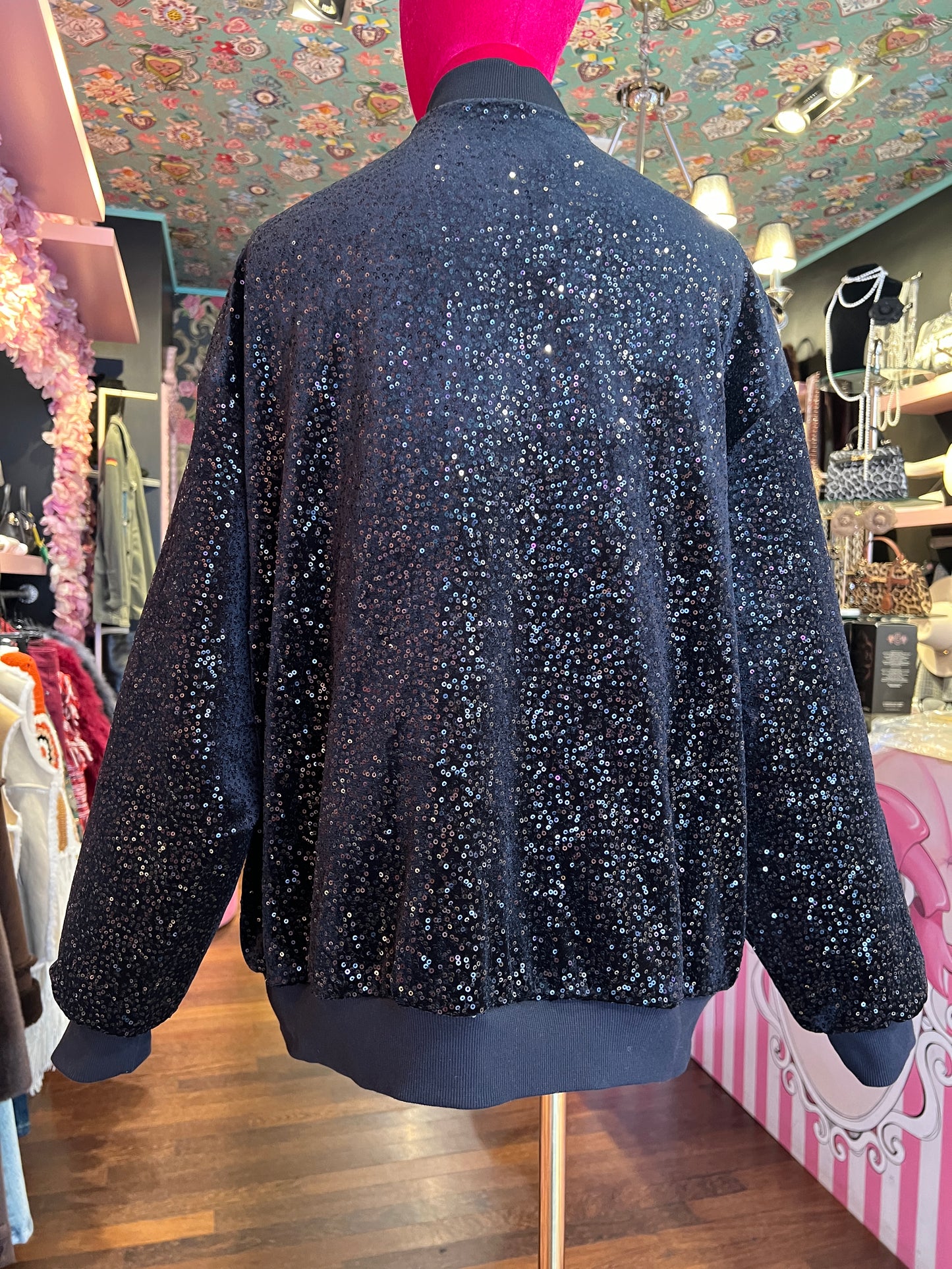 Don’t @me bomber nero velluto con micro paillettes