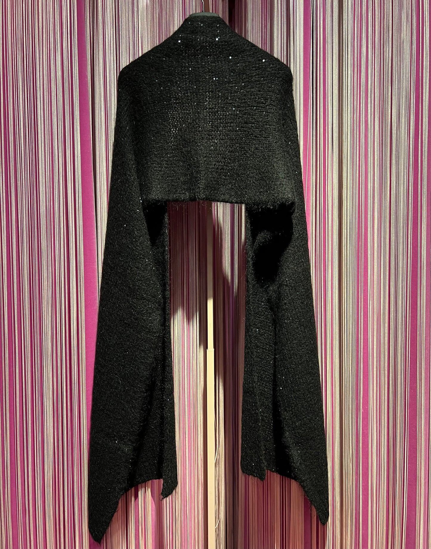 Open Lab sciarpa nero in maglia con paillettes mirka