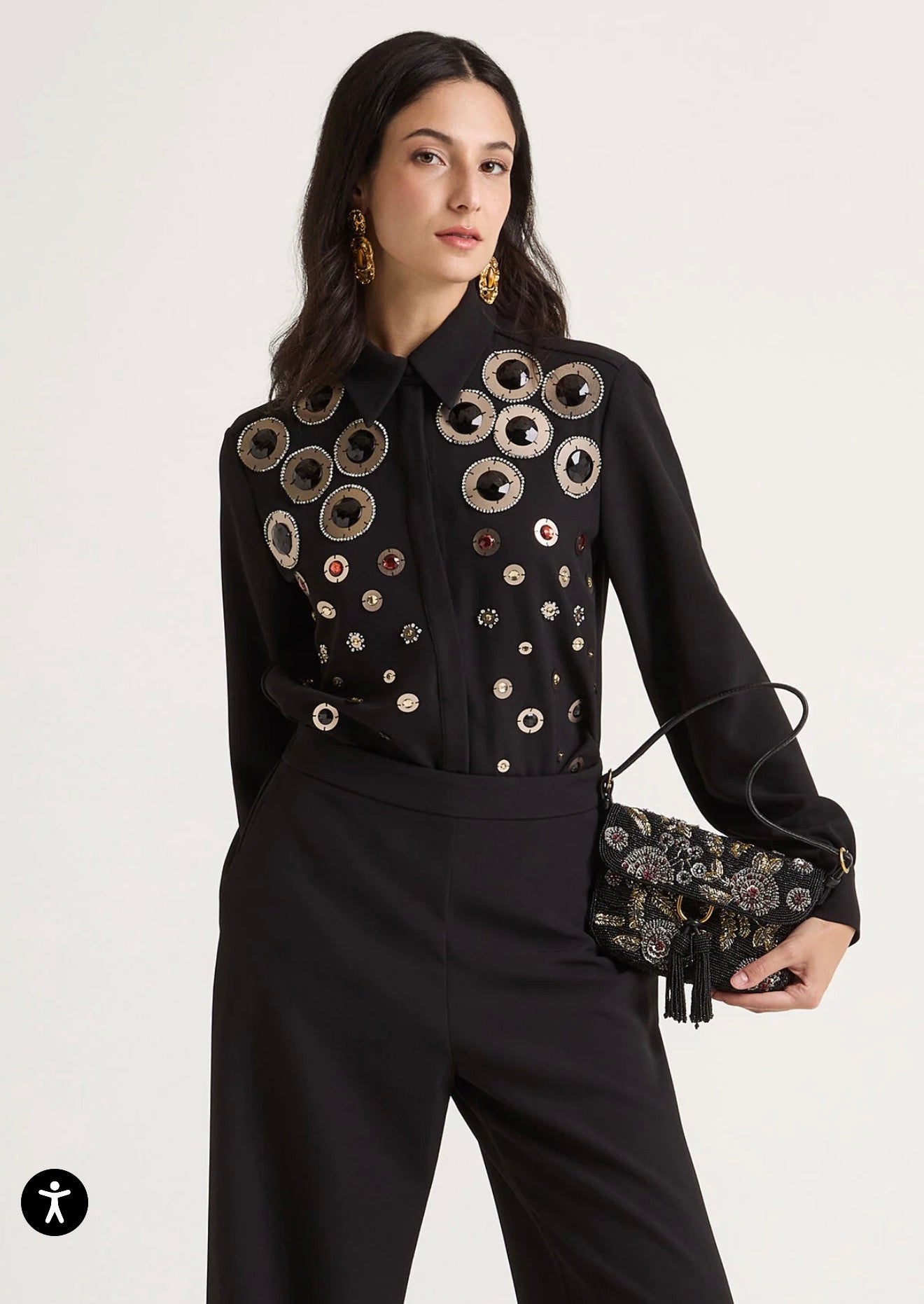Maliparmi sconto -40% camicia  nera ricamata