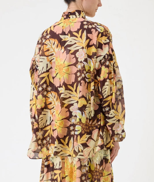 Pink memories camicia fantasia floreale con foulard rimovibile