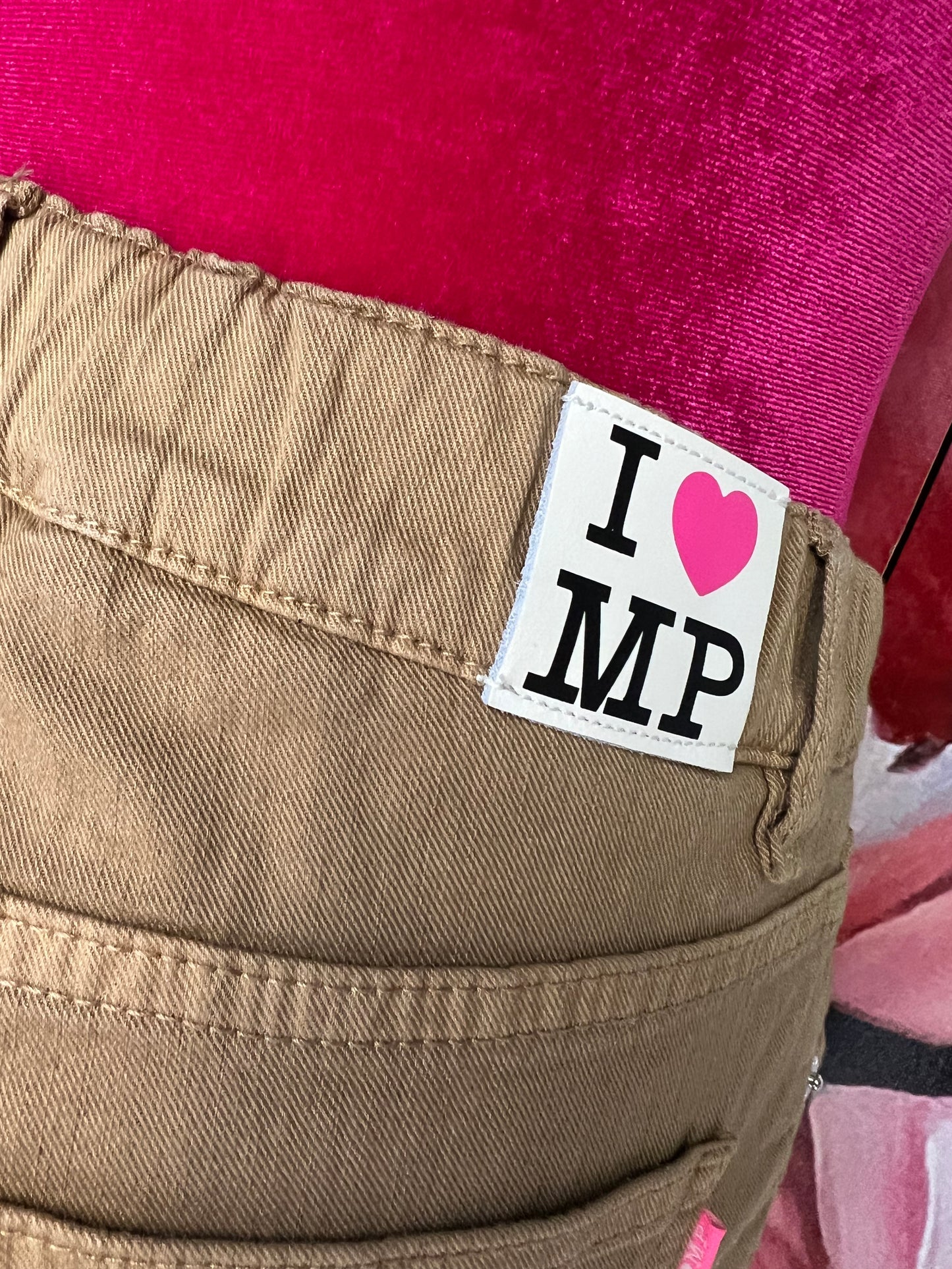 I love my pants meno 50% pantalone biscotto applicazioni perline