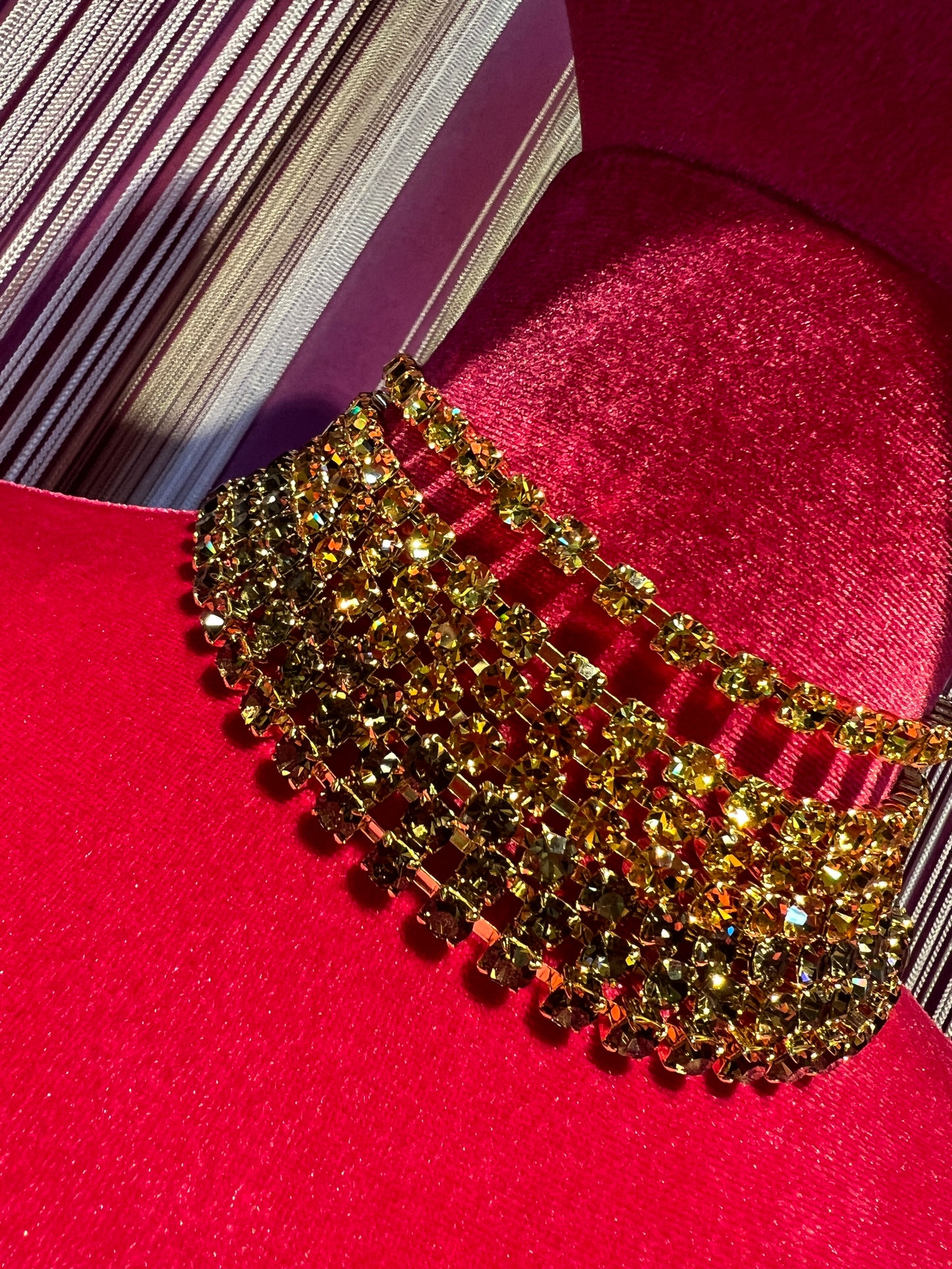 Choker cristalli 7 fili giallo e topazio