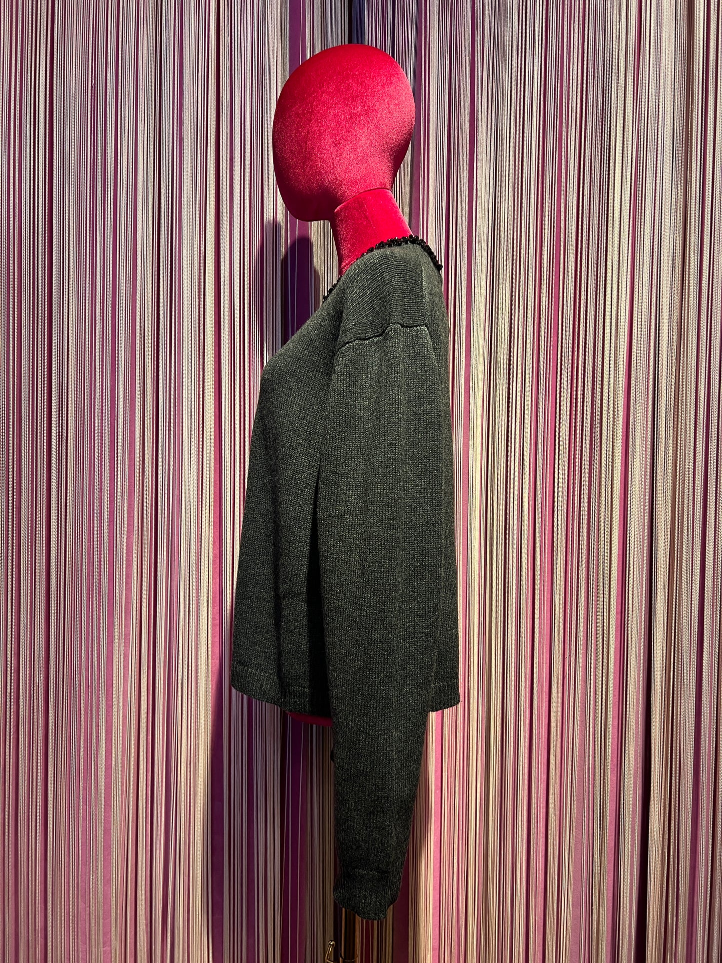 Semicouture maglia in misto cashmere ricamato di perline, manica lunga con scollo rotondo