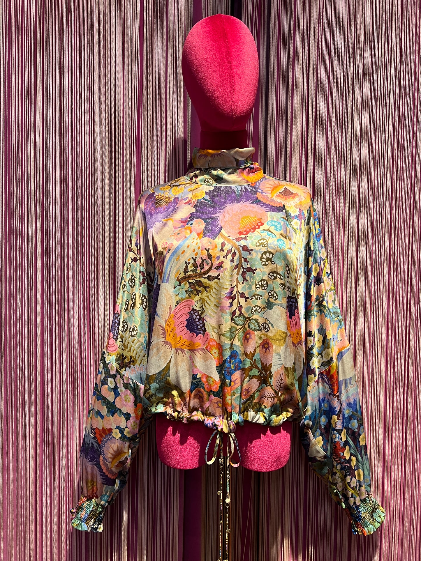 Bazar deluxe blusa misto sera fantasia floreale con coulisse su orlo  e maniche ampie