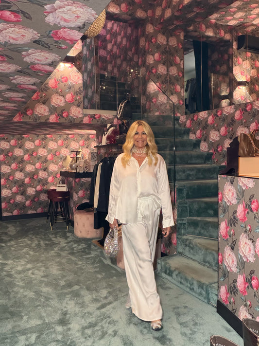 Mon amour Paris -30% completo in satin camicia e pantalone con elastico in vita e gamba ampia