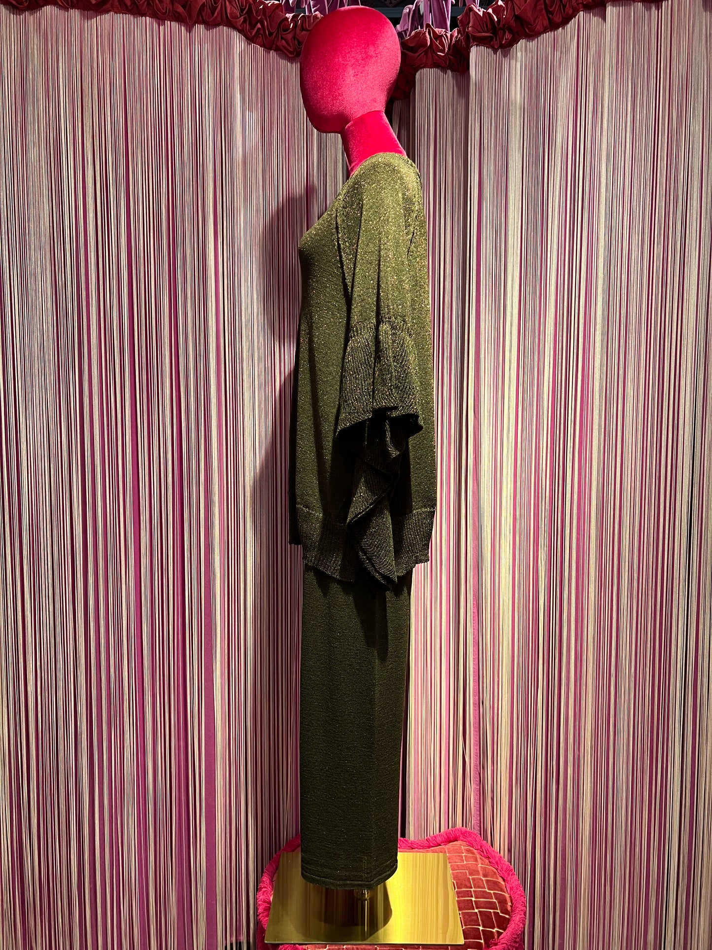 Erendira completo lurex maglia e pantalone verde militare
