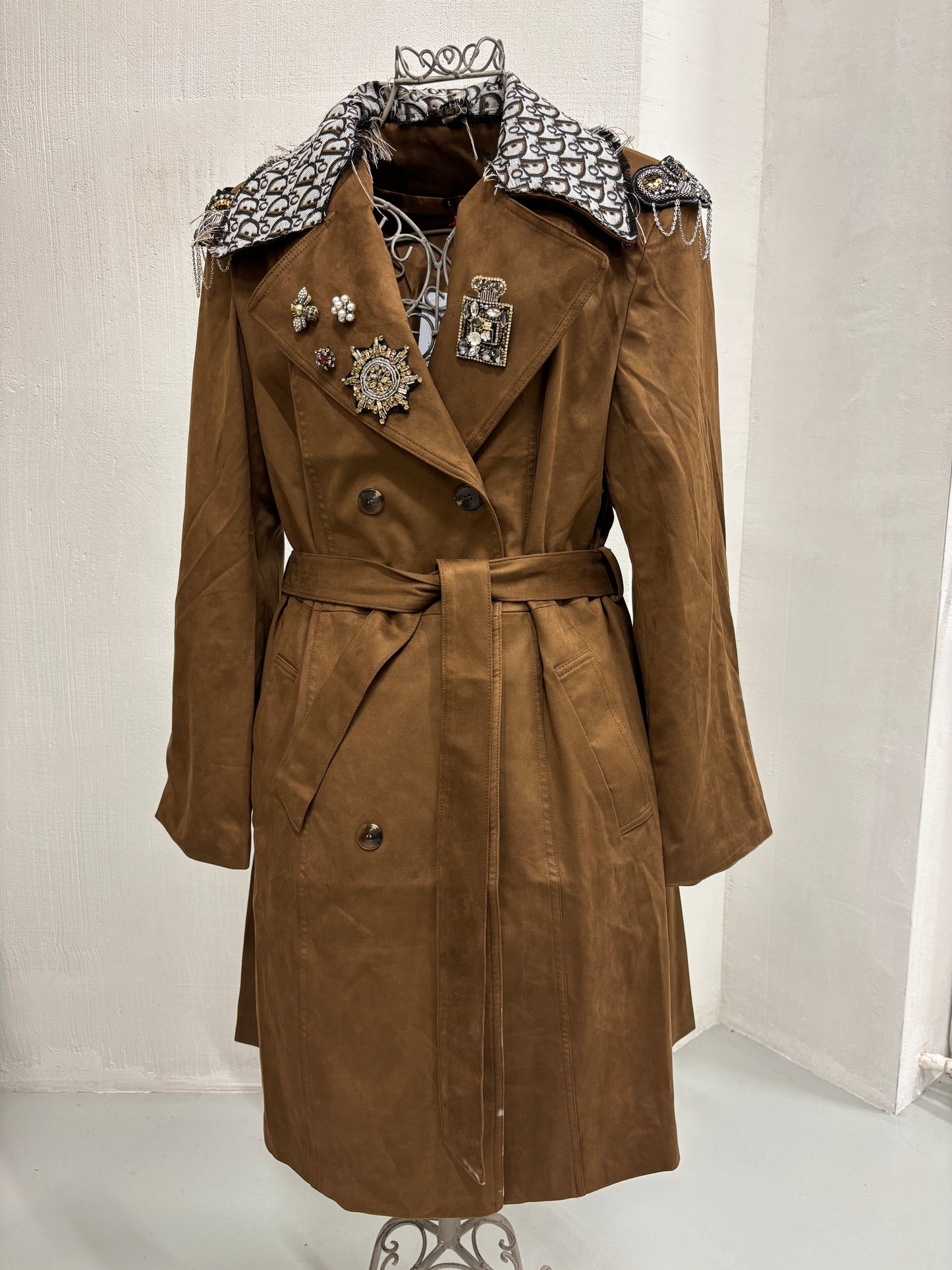 ABpink🩷 trench ecosuede (LA RENNINA) colore tabacco mis L vestibilità 44/48