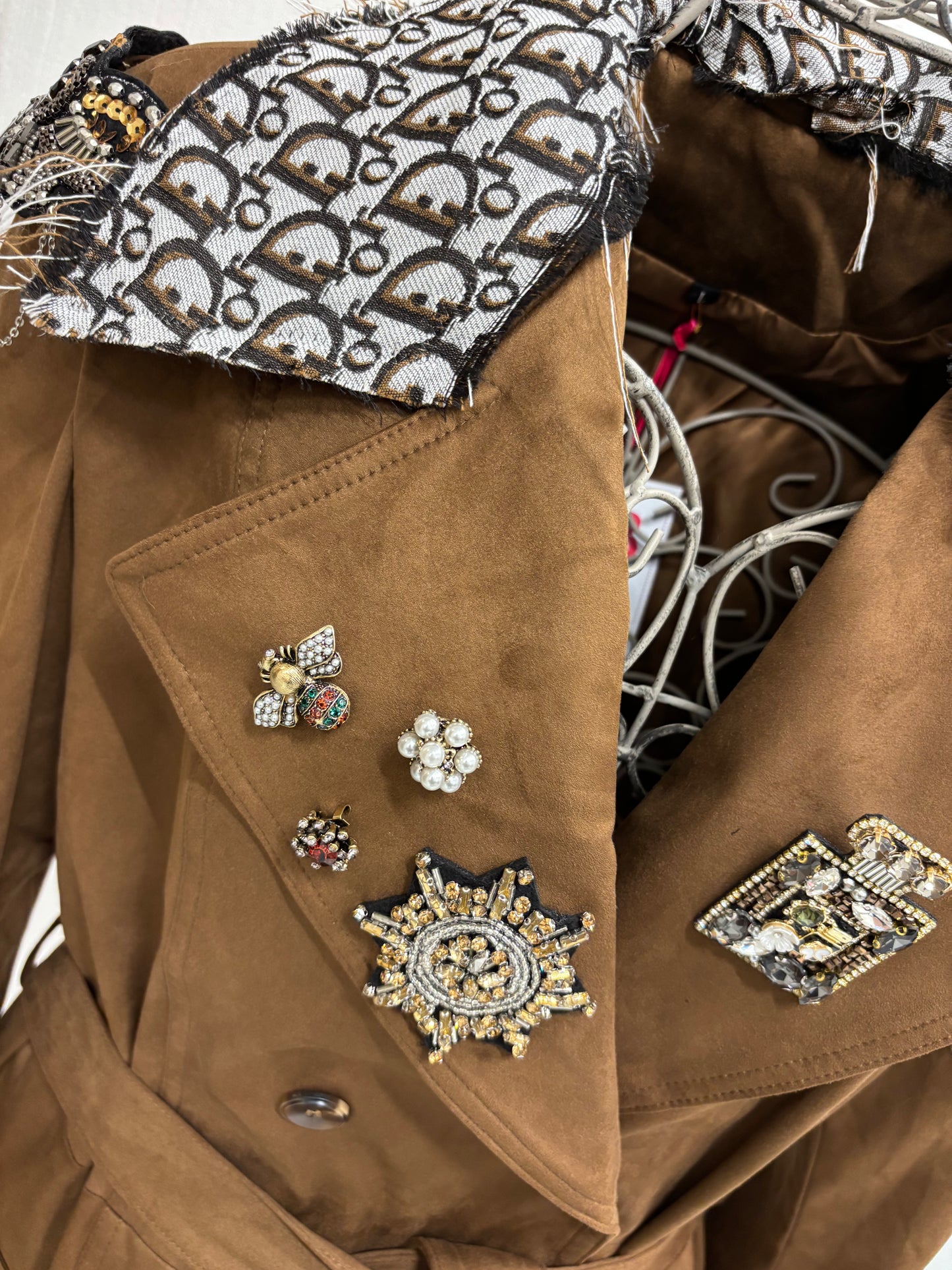 ABpink🩷 trench ecosuede (LA RENNINA) colore tabacco mis L vestibilità 44/48