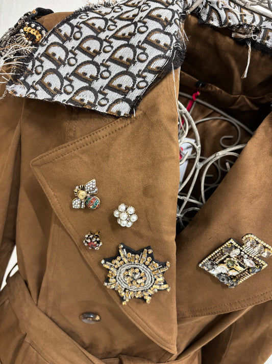 ABpink🩷 trench ecosuede (LA RENNINA) colore tabacco mis L vestibilità 44/48