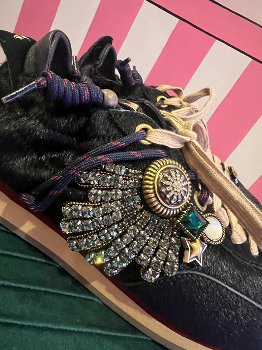 Nan-Ku sneaker cavallino nero con decorazioni cristalli