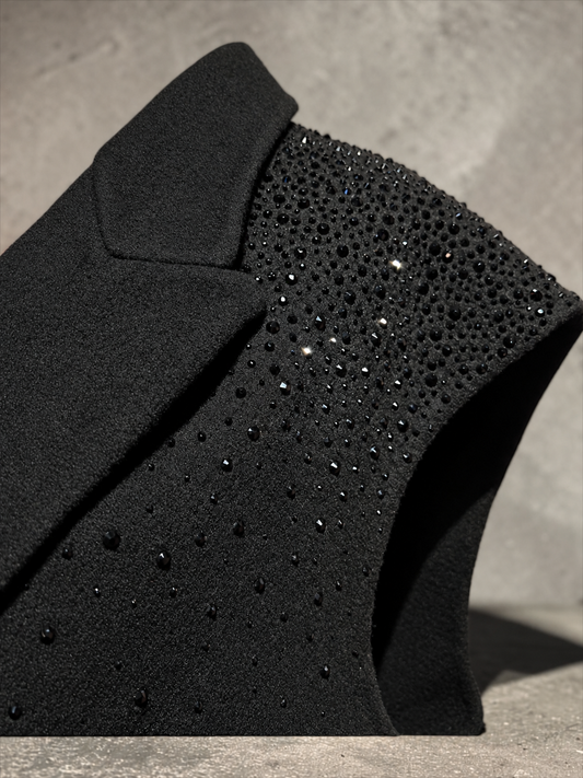 5 Progress gilet doppiopetto nero con cristalli