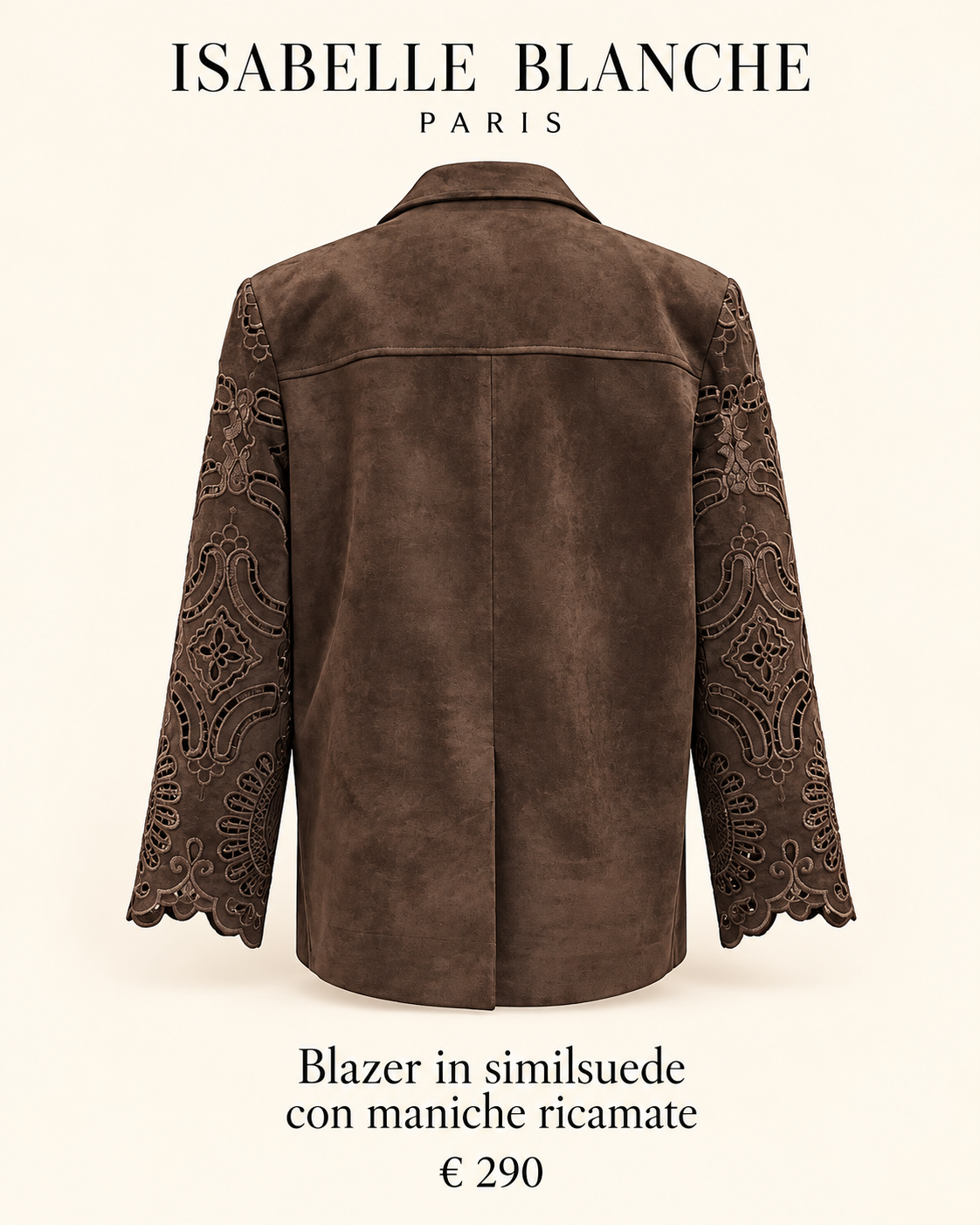 Isabelle Blanche Paris blazer in similsuede con maniche ricamate colore marrone