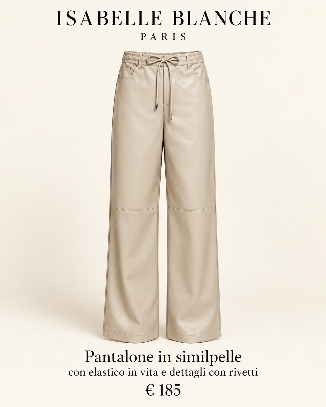 Isabelle Blanche Paris pantalone in similpelle con elastico in vita e finiture  con rivetti