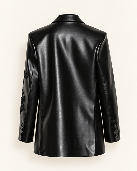 Isabelle Blanche Paris giacca similpelle con ricami in perline