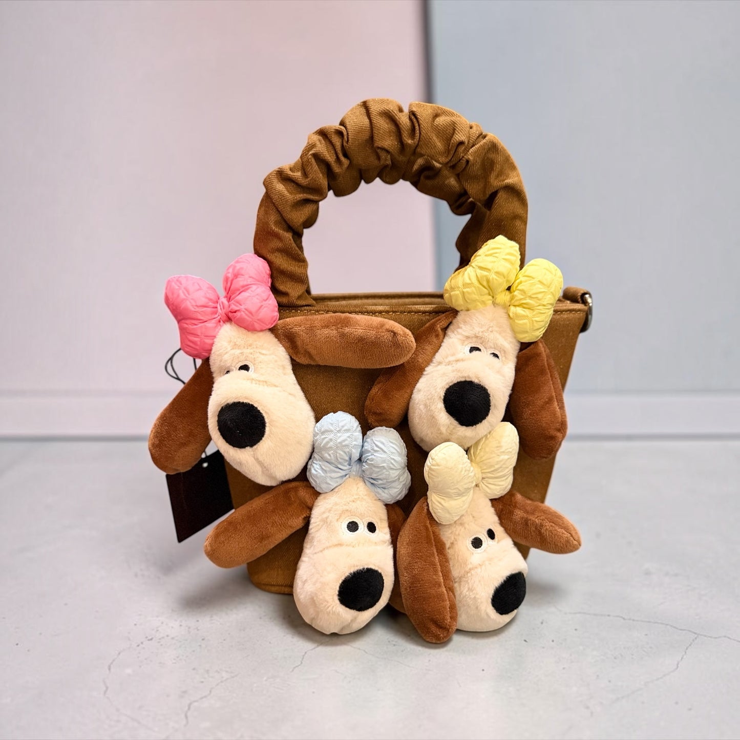 Love&roses borsa 👜 cotone con tracolla con cagnolini e fiocchi (ha anche la tracolla) formato borsa cm 26x19 🦮🎀
