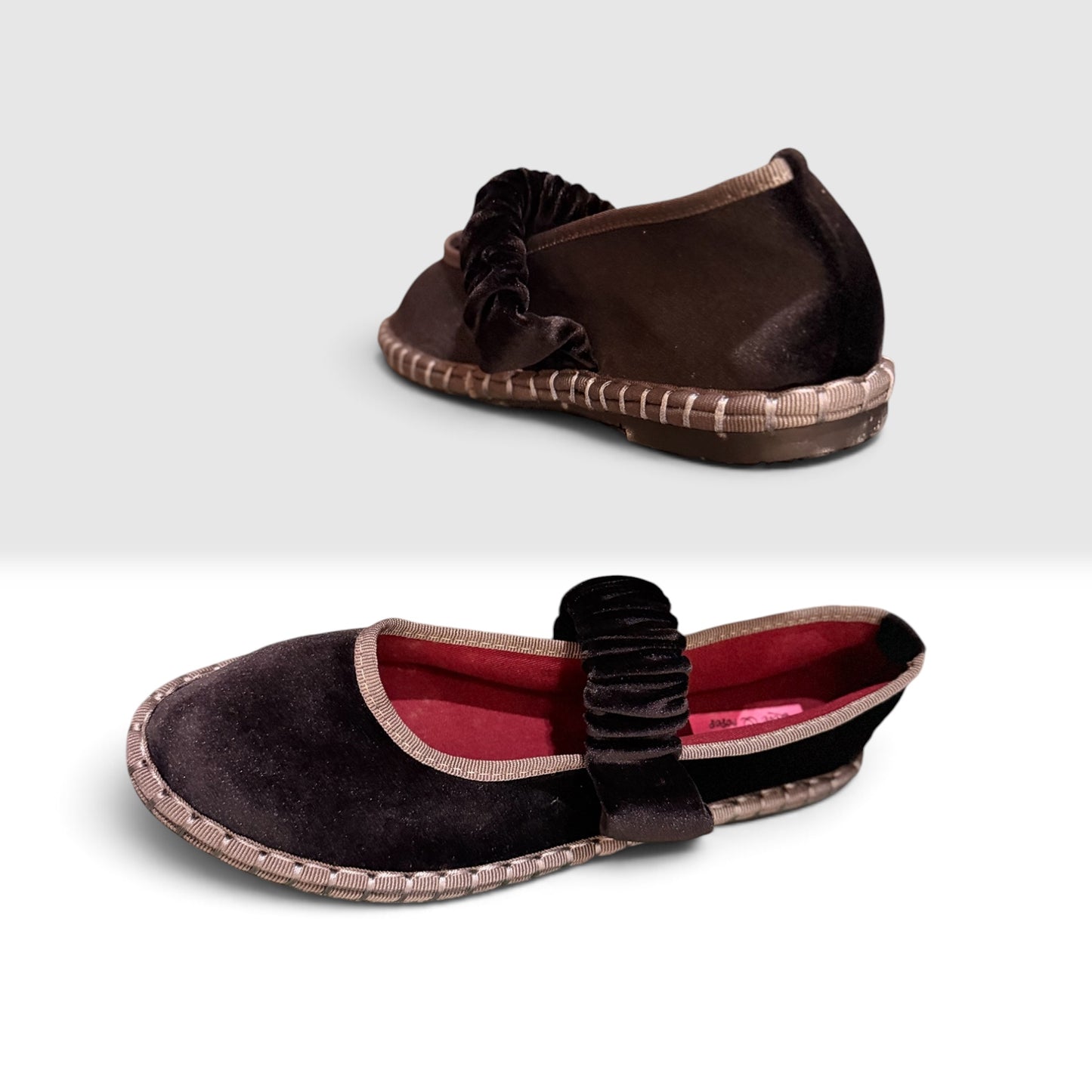 Love&roses scarpa (friulana) velluto NERA con profilo GRIGIO ,suola in gomma 🖤