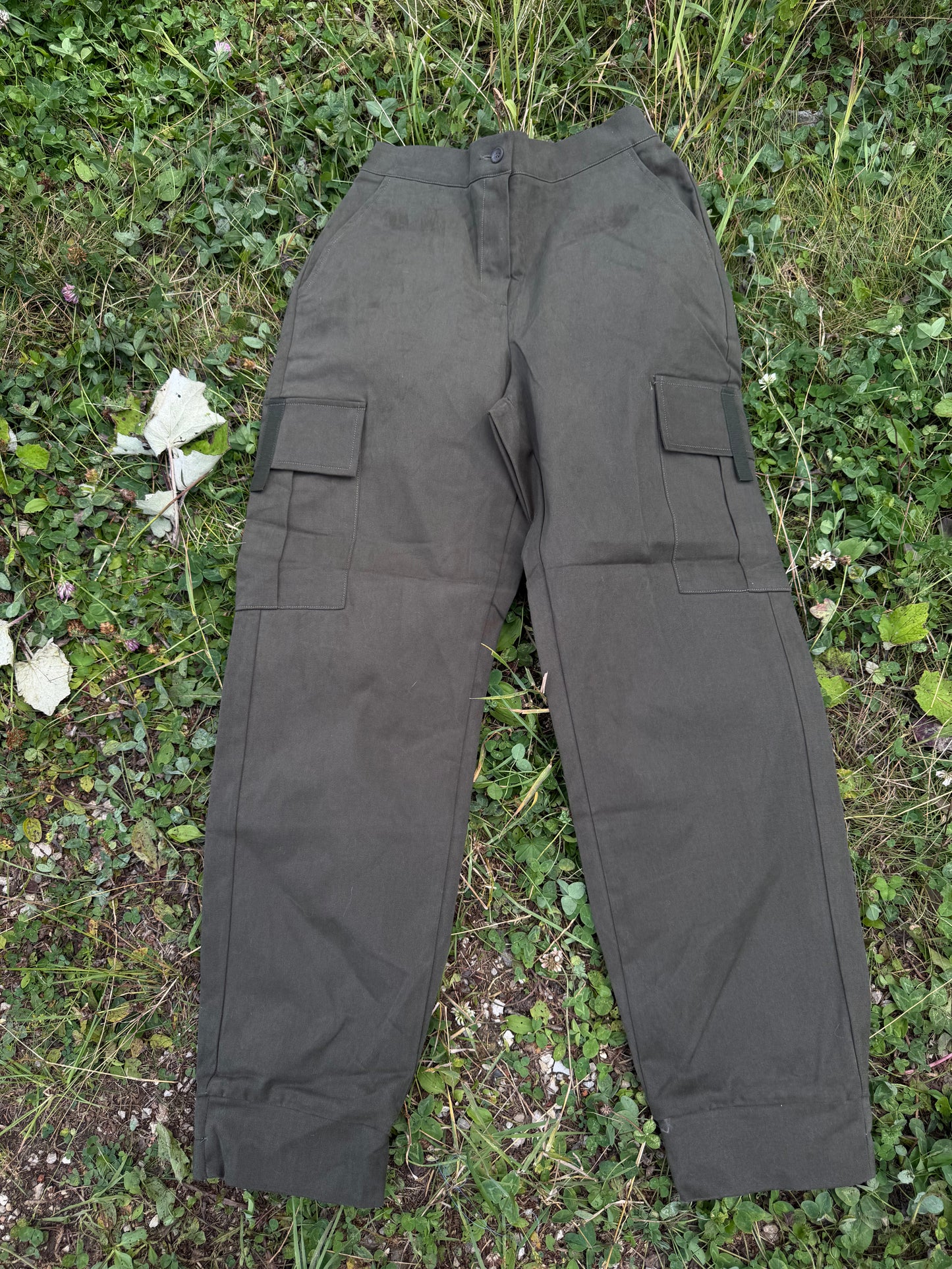 ABPINK pantalone verde militare cotone elasticizzato