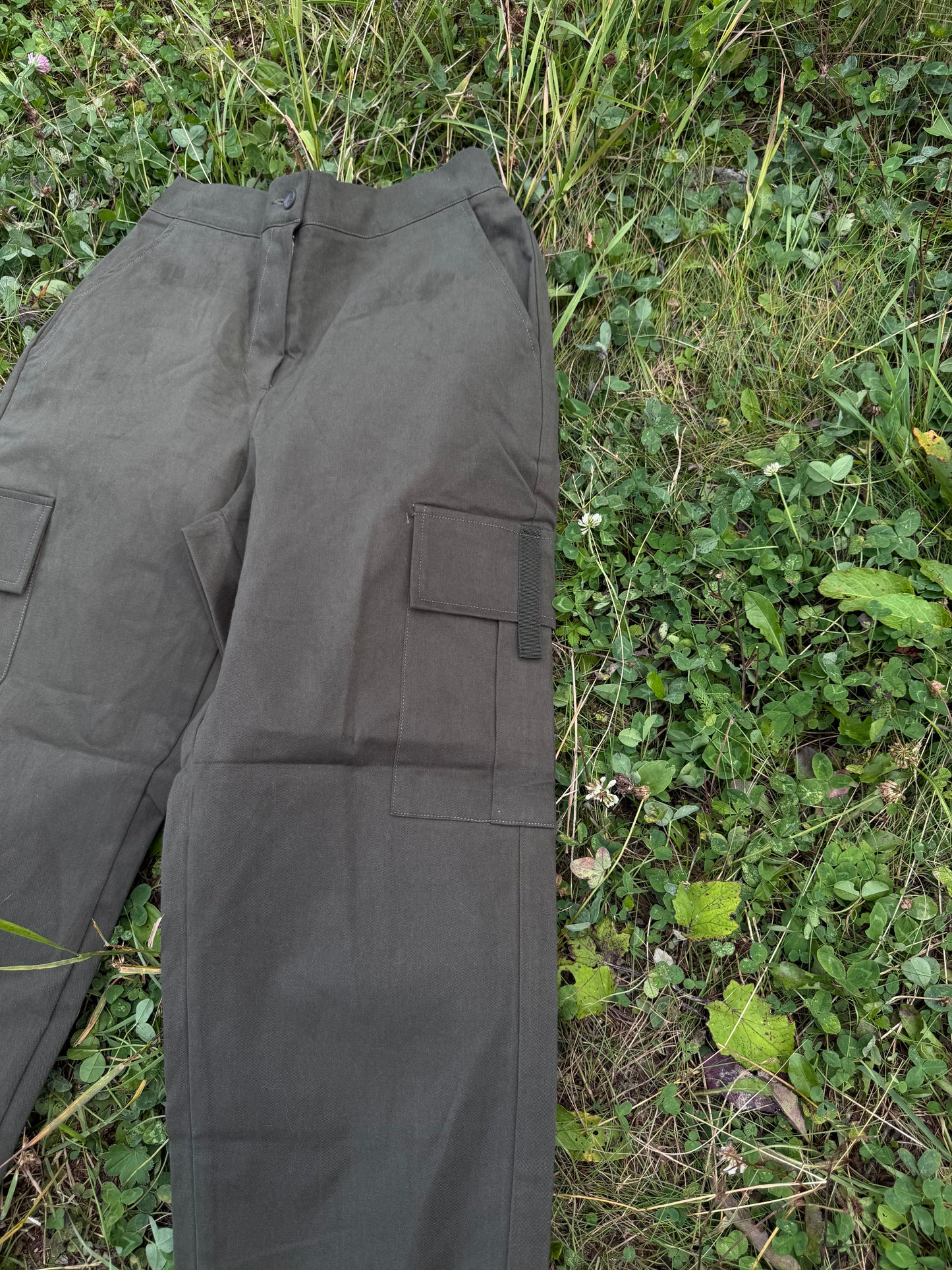 ABPINK pantalone verde militare cotone elasticizzato