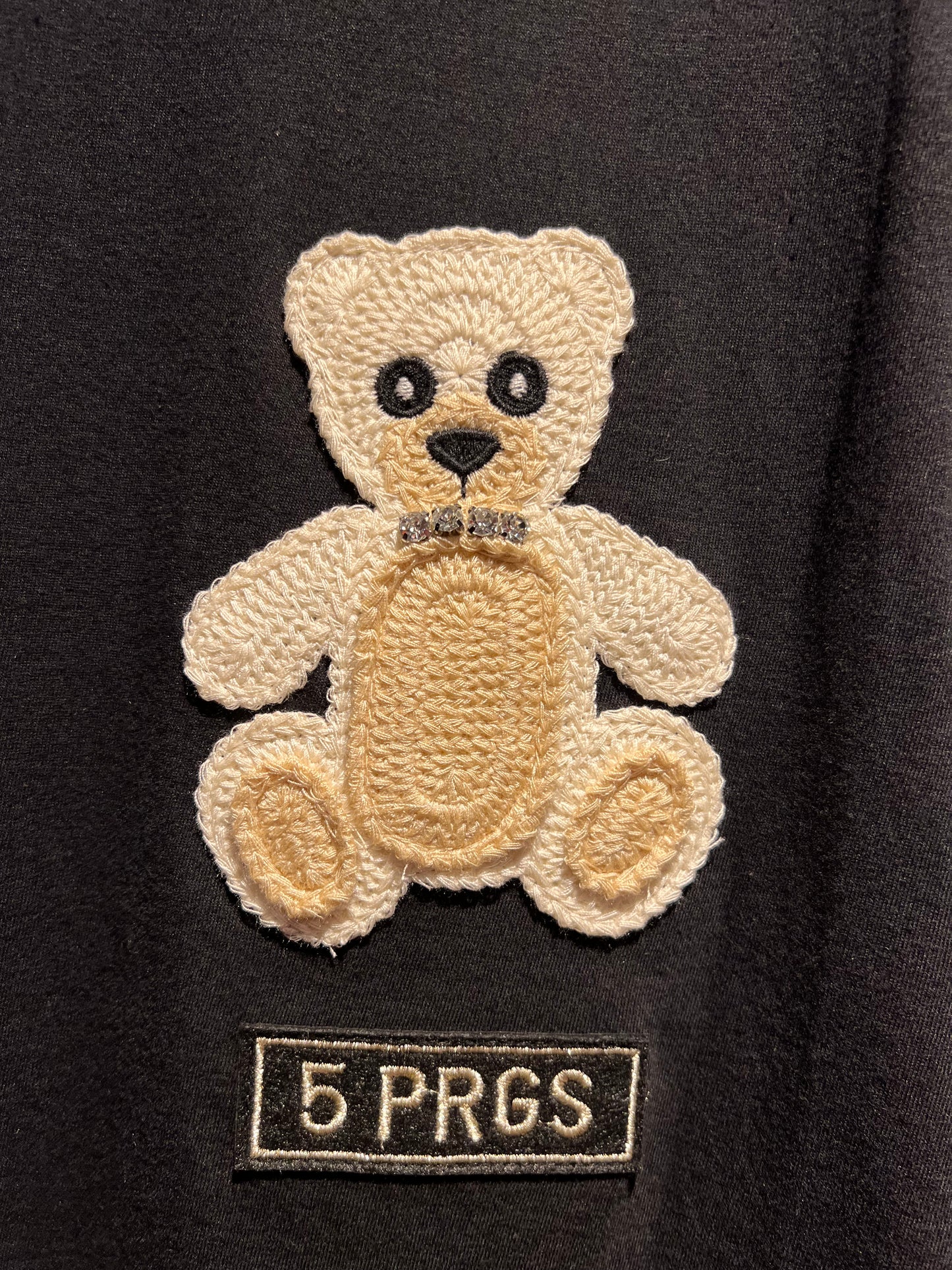 5 Progress t shirt nera teddy crochet