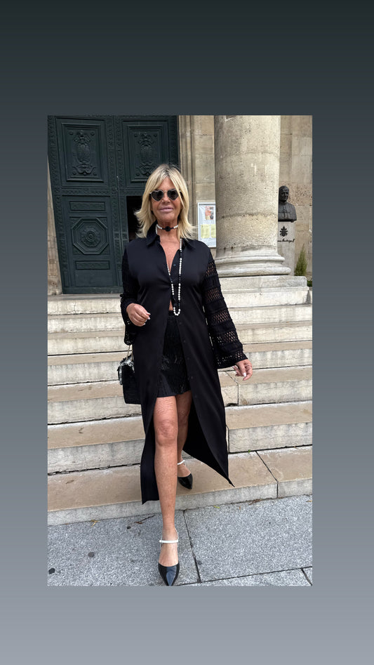 Isabelle Blanche Paris -50% di sconto minigonna in cady con decorazioni frange in perline