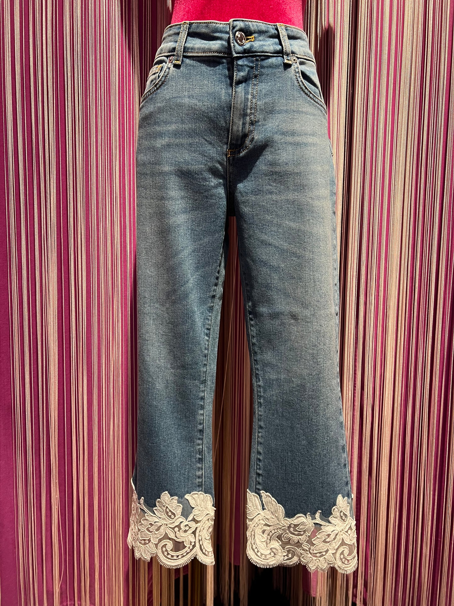 Ermanno Scervino meno 50% jeans slim 5tasche con applicazioni pizzo